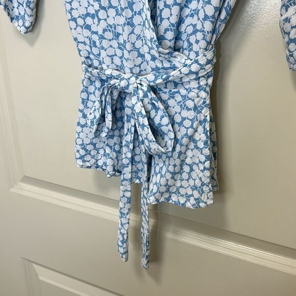 Faithfull The Brand, Women’s Wrap Top, “Zalia” Floral in 'Riviera Blue' - Small - Picture 8 of 17